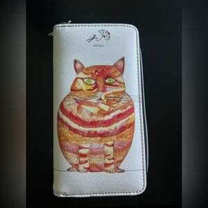 Nathalie Lété Cat Zip Around Wallet – Colorful Tabby Cat Art Wallet